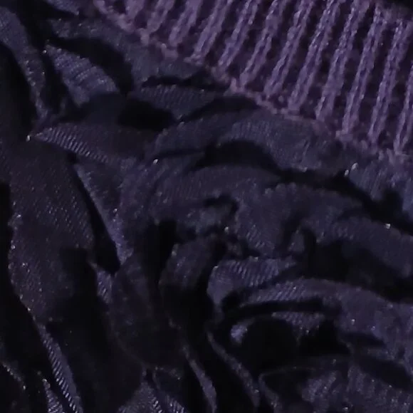 New York & Co. dark plum sweater with ruffled rosette pattern - medium - Picture 4 of 7